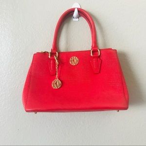 DKNY red hot purse with side band
